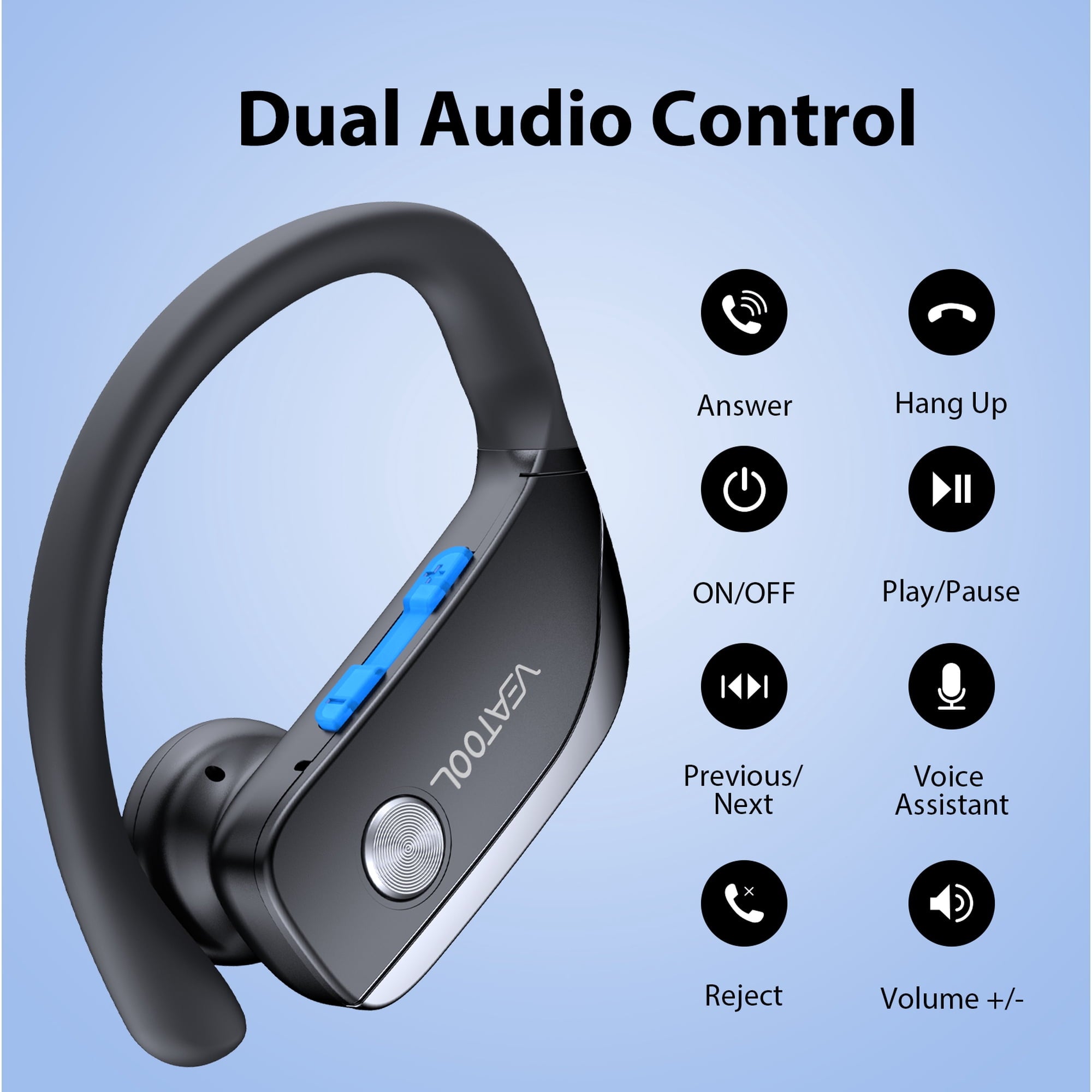 VEAT00L Wireless Earbuds Bluetooth Headphone Sport, Bluetooth 5.4 Earbud, 72Hrs Earphone with Earhook, Noise Cancelling Mic, IP7 Waterproof Headset for Workout/Running