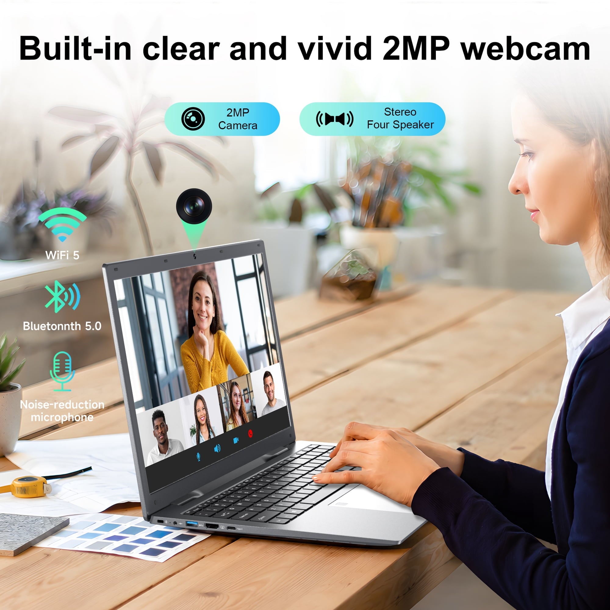 HPIKVAR 17.3" Windows 11 Laptop Computer, DDR4 16GB RAM 256GB SSD, Backlit KB, Mouse and Mouse Pad, Intel N4505 (up to 2.9GHz) with Office 2024, 1080P FHD Display for Business, Student